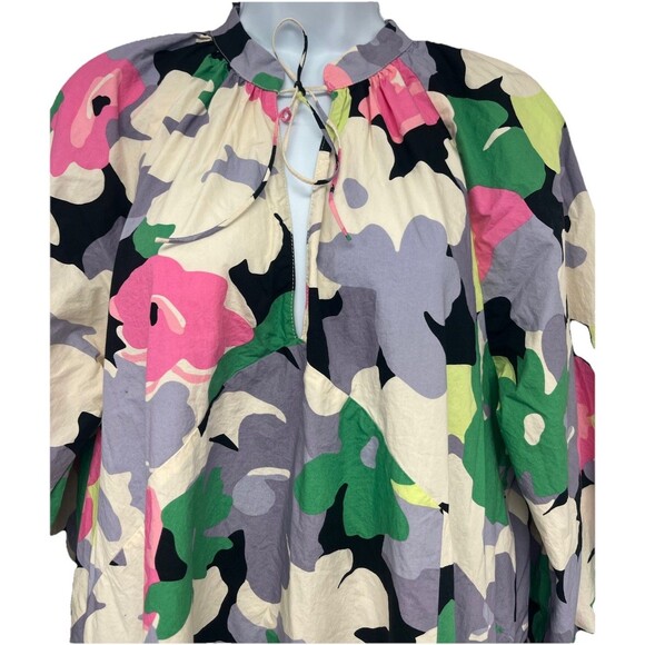 H&M Conscious Multi Floral Maxi Kaftan Dress Balloon Sleeve Size Small Feminine - Picture 4 of 5